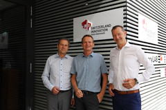 From left to right: Dr. Remo Lütolf (retiring Chairman of the Board), Dr, Benno Rechsteiner (CEO Park Innovaare) and Dr. Christian Brönnimann (new Chairman of the Board)