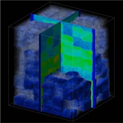 Fig 2: Wetting of sand column by means of on-the-fly tomography.