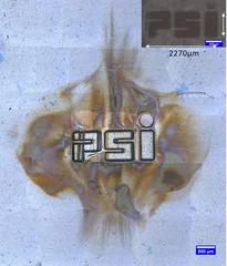 Demonstration of the flip-over effect. As a consequence of using a non-circular laser spot, the longest direction of the laser spot results in the shortest direction of the deposition pattern and vice versa.