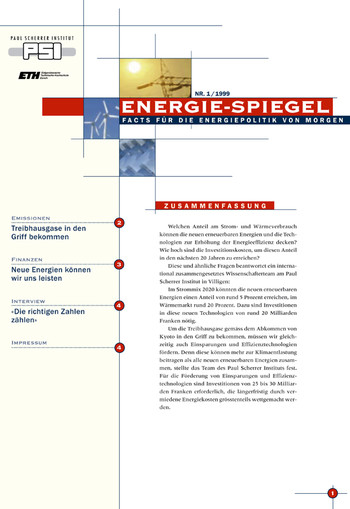 La première édition de l'Energie-Spiegel, en 1999.
