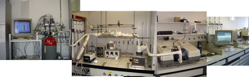 Model gas test bench for test of catalyst-coated monoliths