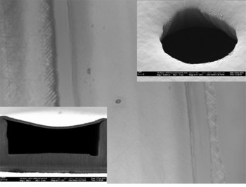 Polymer-based microfluidic channel with a micropore (courtesy FHNW, Eugen Müller)