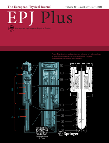 Title page of issue 131 (2016) of the European Physical Journal Plus, showing the design of the MEGAPIE target