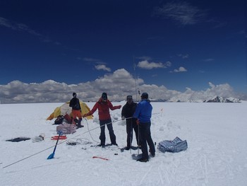 Ice core drilling at  Quelccaya.