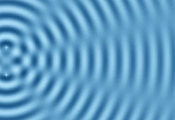 Objects placed in front of the waves change the wave pattern. From these changes, the shape of the object can be worked out.