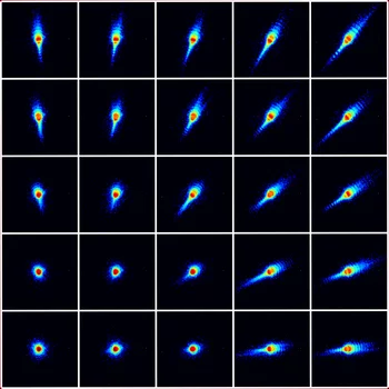 Fig. 3| Twenty-five out of typically ten-thousand coherent x-ray diffraction images used
for reconstructing one single super-resolution x-ray micrograph.