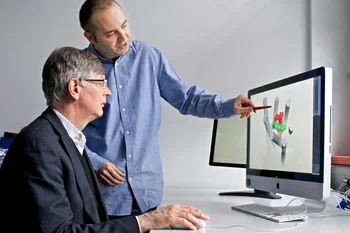 PSI researchers Gebhard Schertler and Xavier Deupi (Photo Paul Scherrer Institute/Markus Fischer)