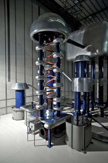 The Cockroft-Walton Accelerator — the first stage of the proton accelerator facility. (Photo: Paul Scherrer Institute/Markus Fischer)