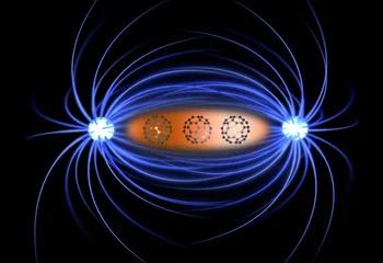 Artistic impression of the research result: the combination of carbon-60 molecules (so-called buckyballs) makes non-magnetic copper magnetic. (Source: University of Leeds and iStockPhoto)