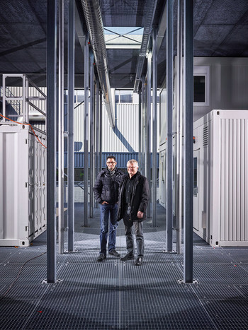 Peter Jansohn (right), Head of ESI, and Marcel Hofer, ESI Coordinator, on the platform. (Image: Scanderbeg Sauer Photography)