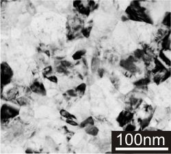 Transmission electron micrograph of a nanocrystalline Ni sample.