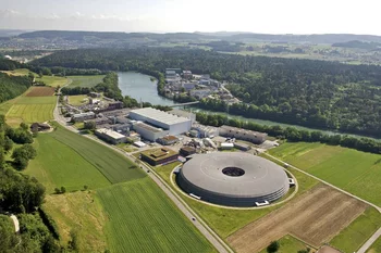 bird's eye view of PSI with the SLS in front