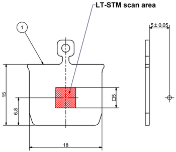 Fig. 2: Approximate coarse scan area of the LT-STM with respect to the sample plate.