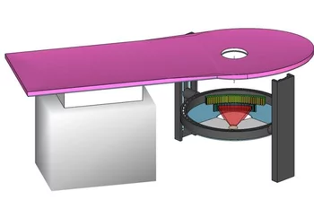Sketch of a grating interferometer based breast CT scanner.