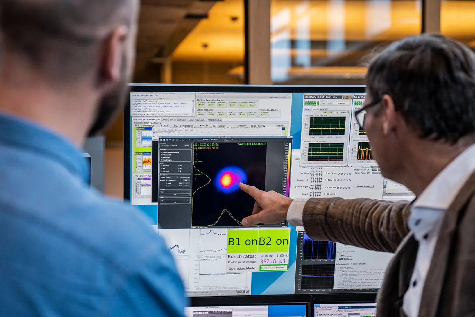 So zeigte sich «Athos» am 17. Dezember 2019 auf dem Bildschirm im Kontrollraum: als kompakter Röntgenlaserstrahl. 