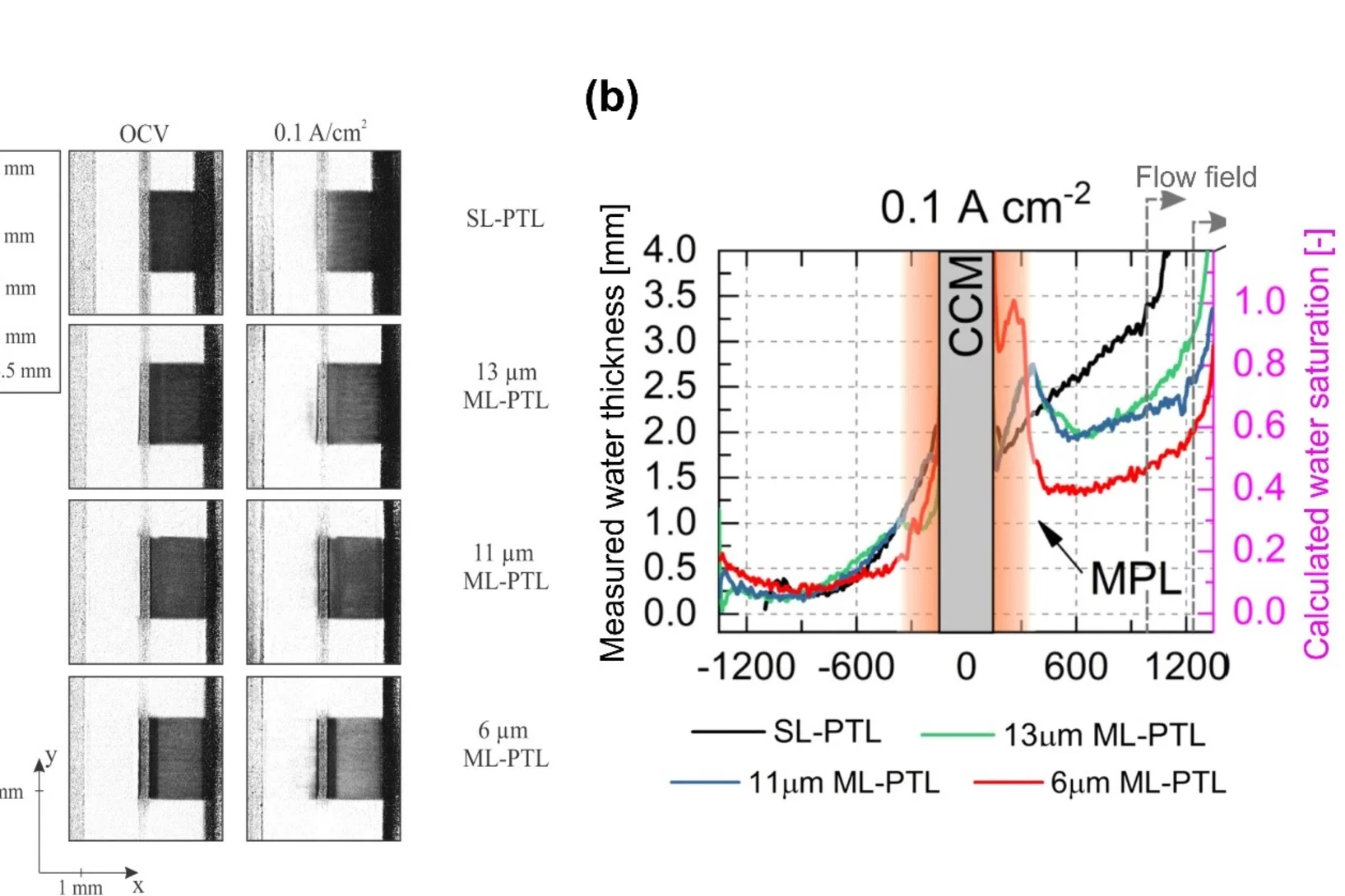 Images of water distribution of PEWEs with MPLs