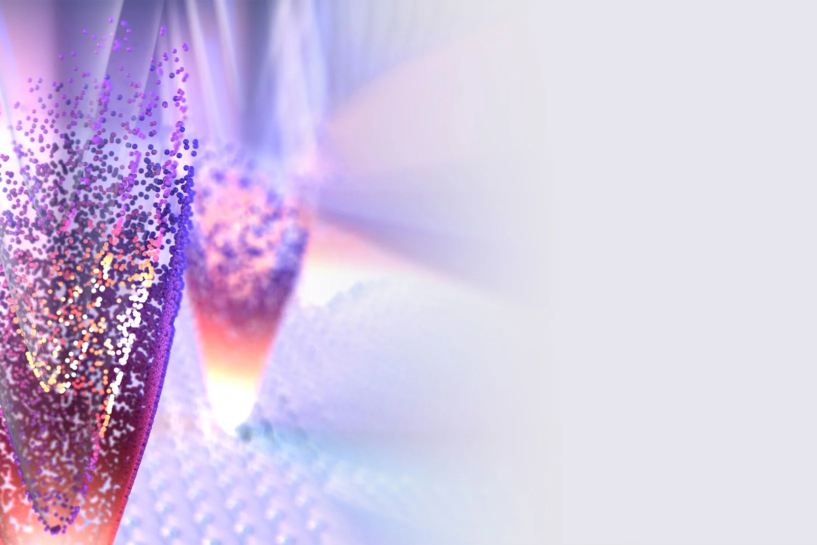 When electrons (spheres) in the surface of a topological insulator are accelerated by strong light waves according to their band structure (lowest cone), Floquet-Bloch replicas (higher cones) of the original band structure are formed. 