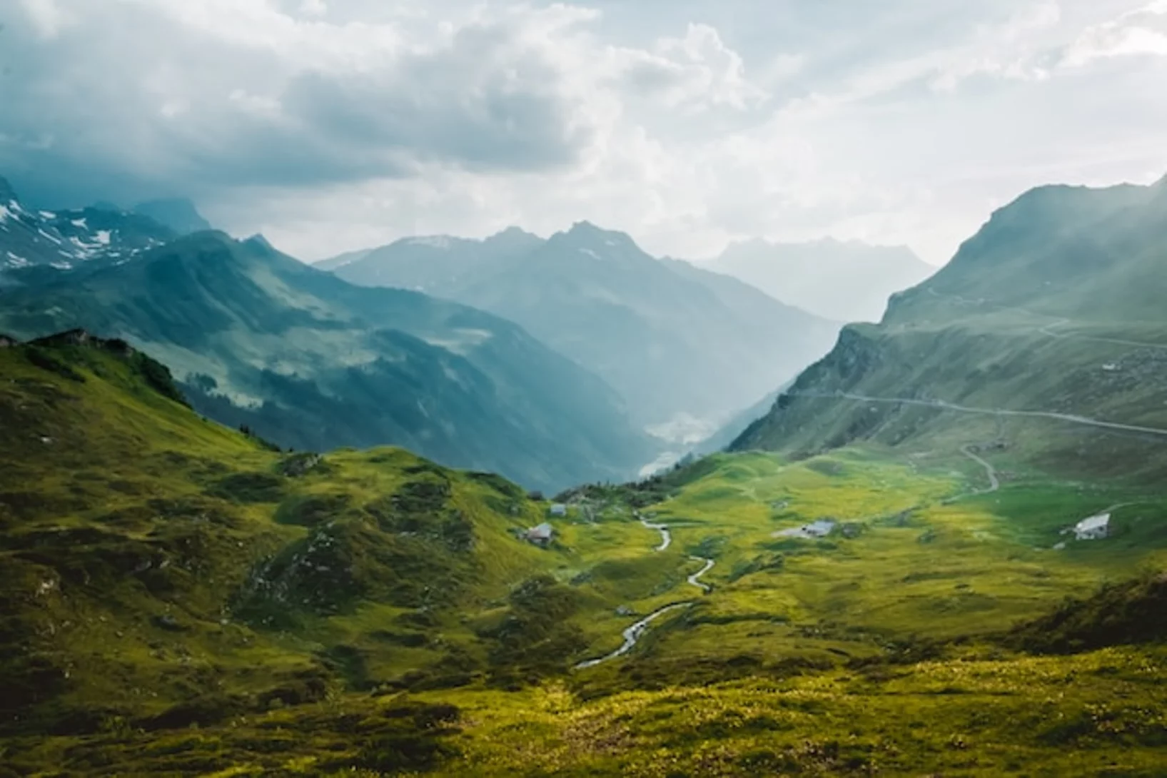 Alpine Landscape with green in the front 