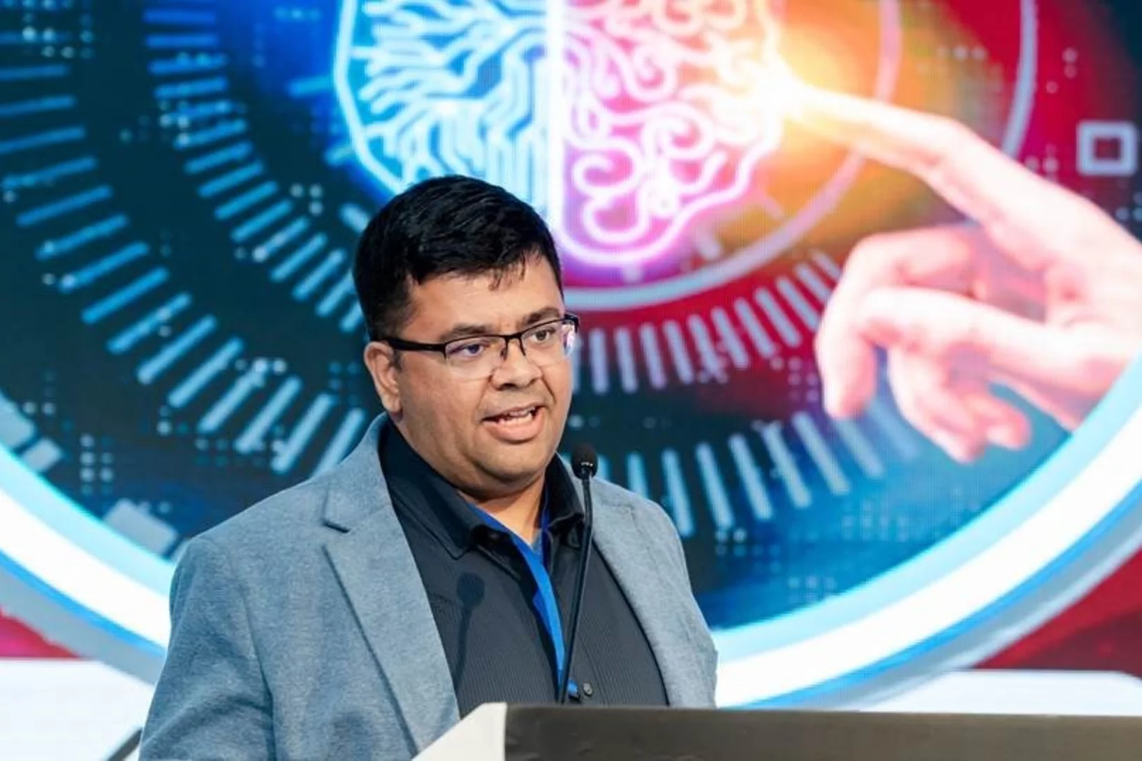 Sarbajit Banerjee having a speech 