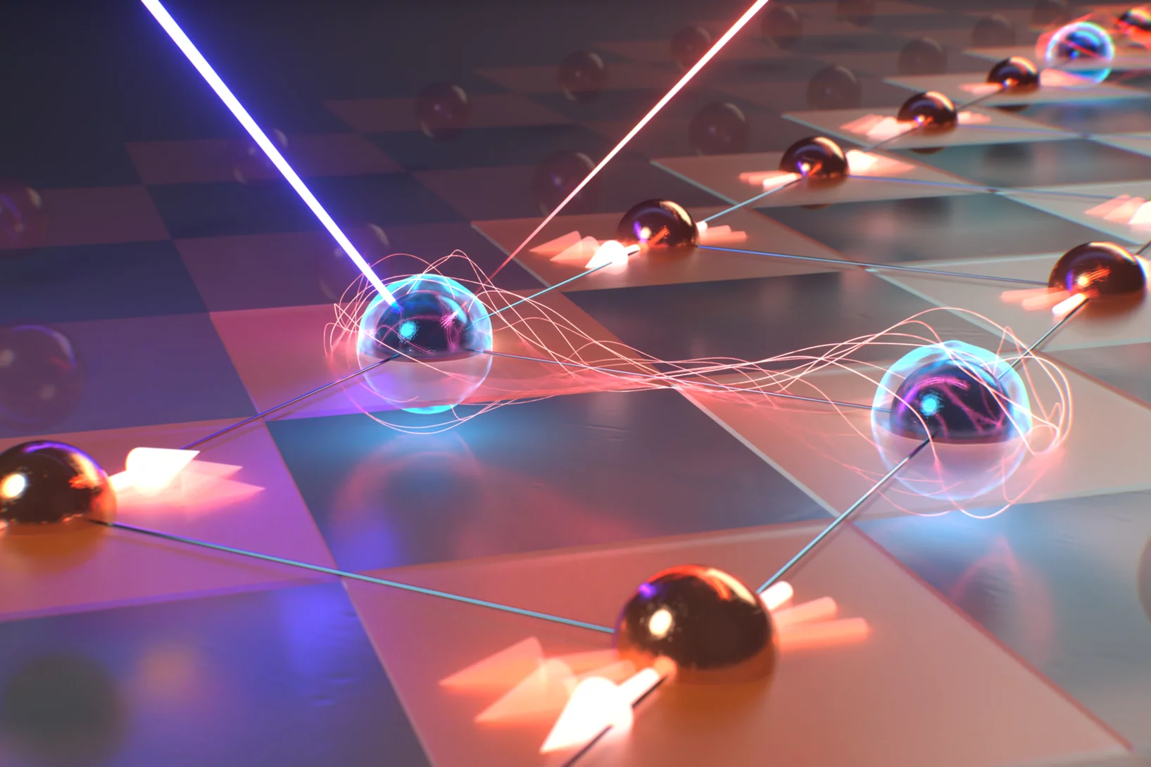 Laser pulses trigger electronic changes in a cuprate ladder, creating long-lived quantum states that persist for about a thousand times longer than usual. (Brad Baxley/Part to Whole)