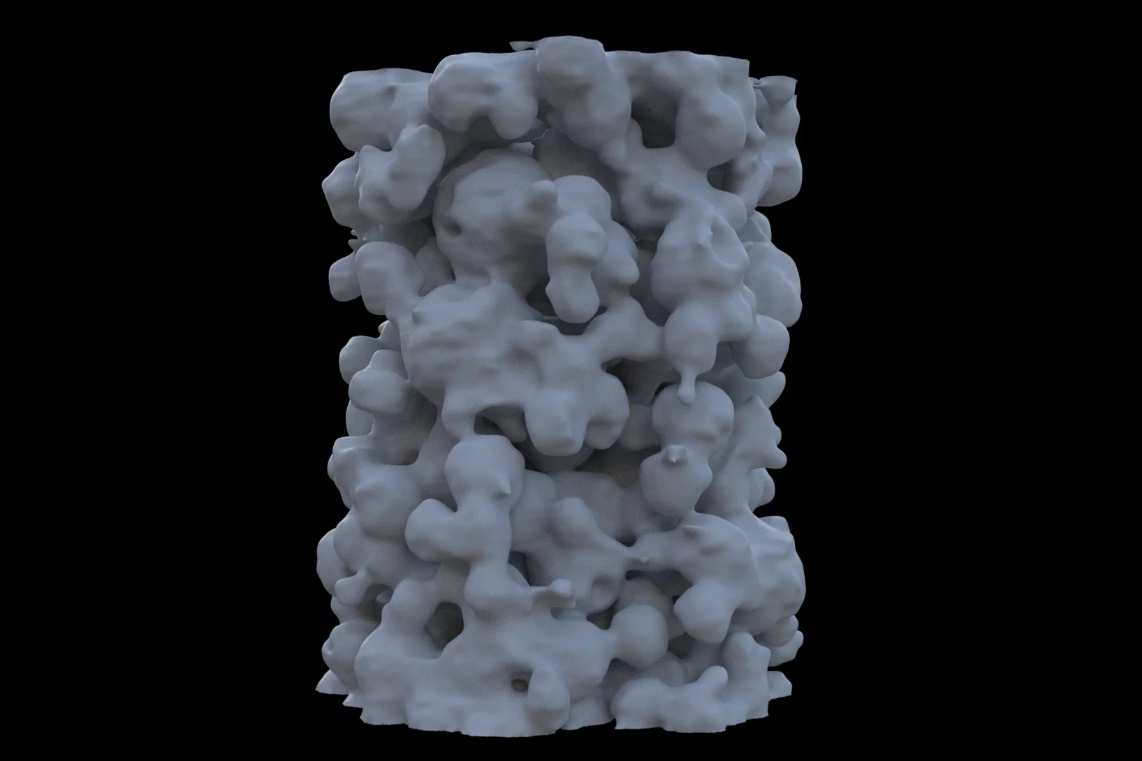 3D rendering of a portion of about 20 micron diameter of the cream cheese-like food system used for this study. Rendering by Liborius ApS.
