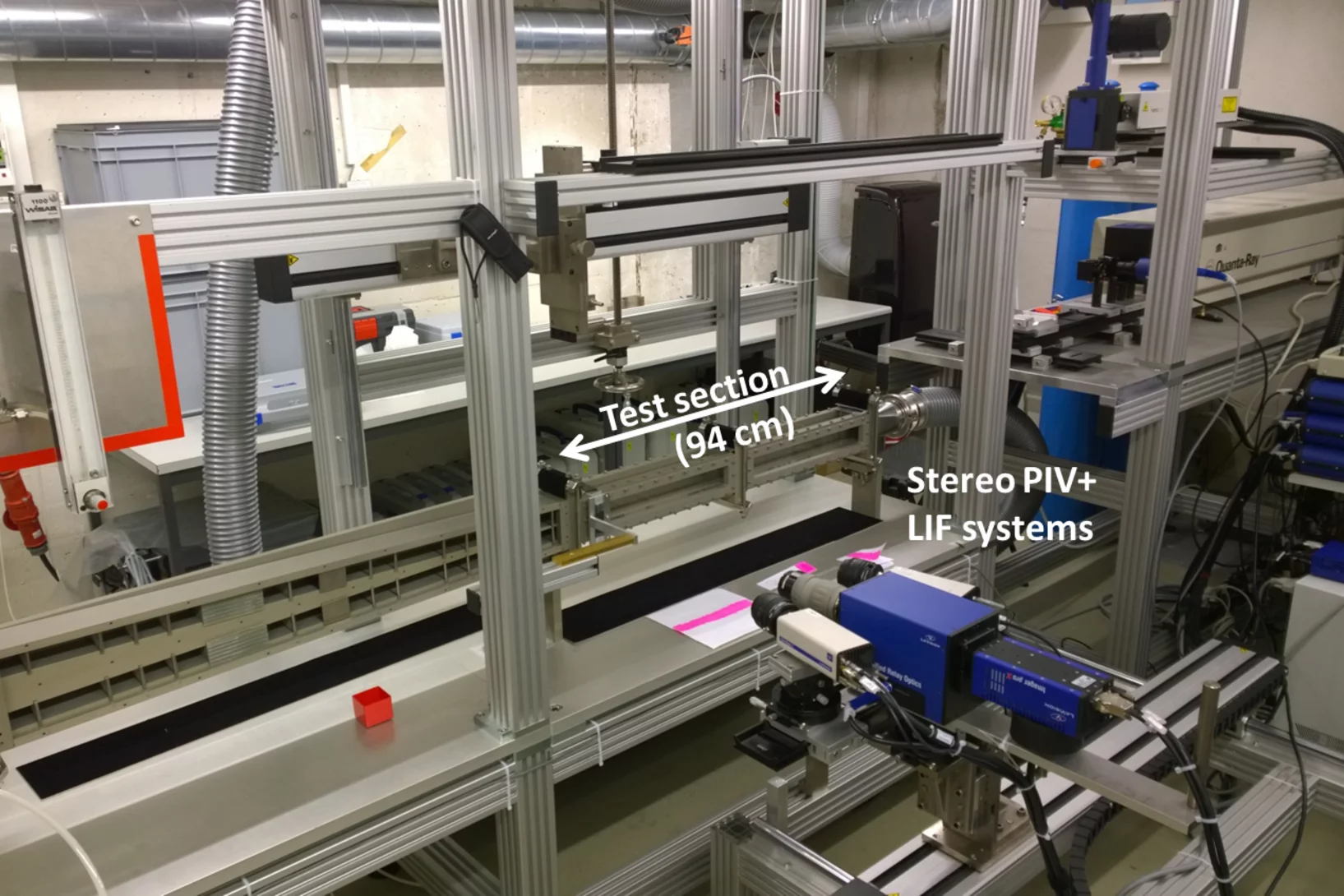 GAMILO/HOMER facility: set-up for the combined stereo-PIV and LIF measurements
