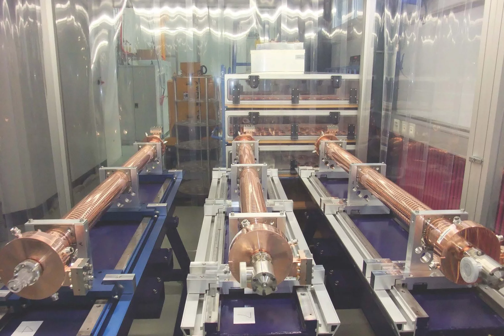 C-band structures in the clean room next to the area in which the stacking and brazing takes place