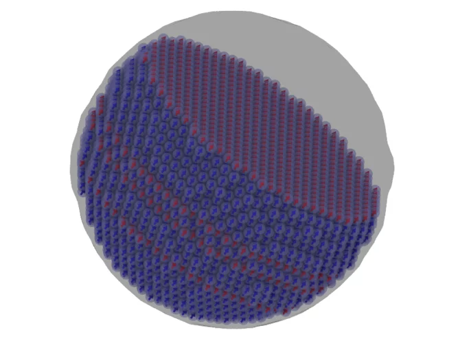 Visualization of a magnetic Co particle containing planar fault defects