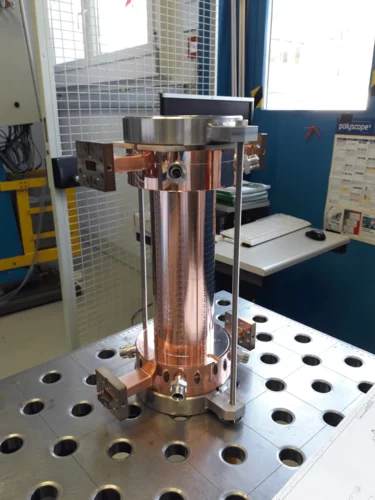 X-band structure and its input/output power couplers.