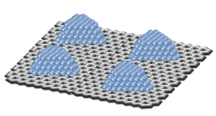 Nanocrystals formed on graphite.